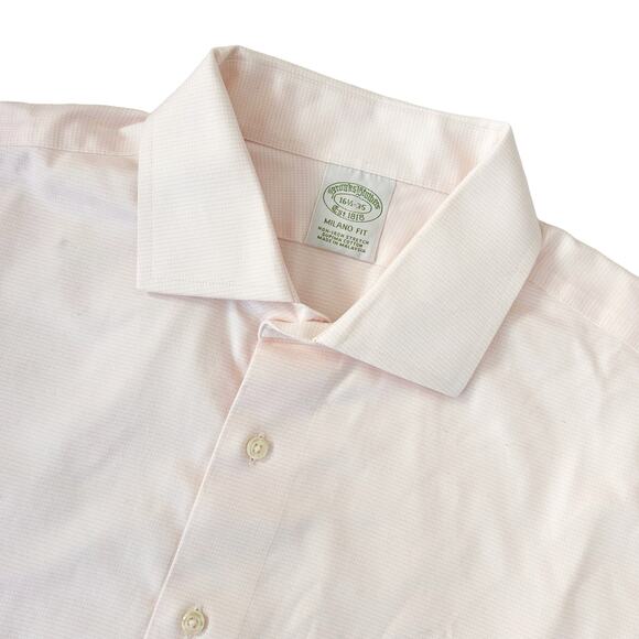 Brooks Brothers Milano Pink Long Sleeve Button Down Sz 16.5 - Picture 1 of 6